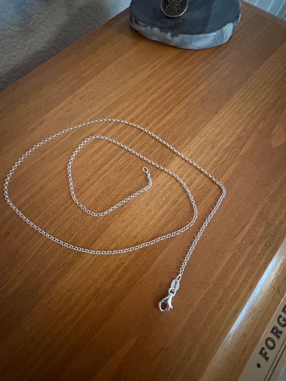 22" x 2mm Sterling Silver Rolo Chain, Marked .925 ITALY, 3.50 grams, Excellent - Picture 3 of 5